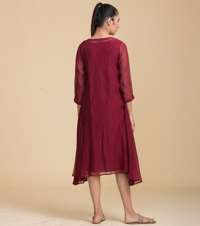 Solid wine chanderi tunic