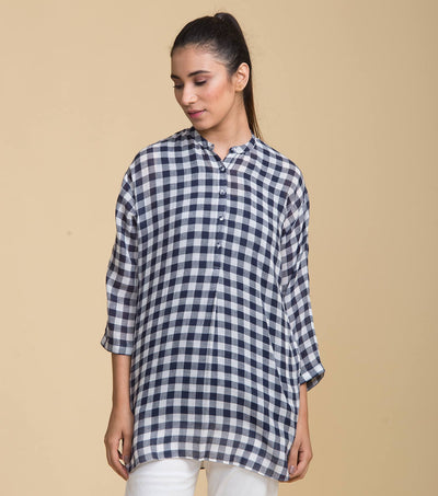 Blue woven cotton shirt