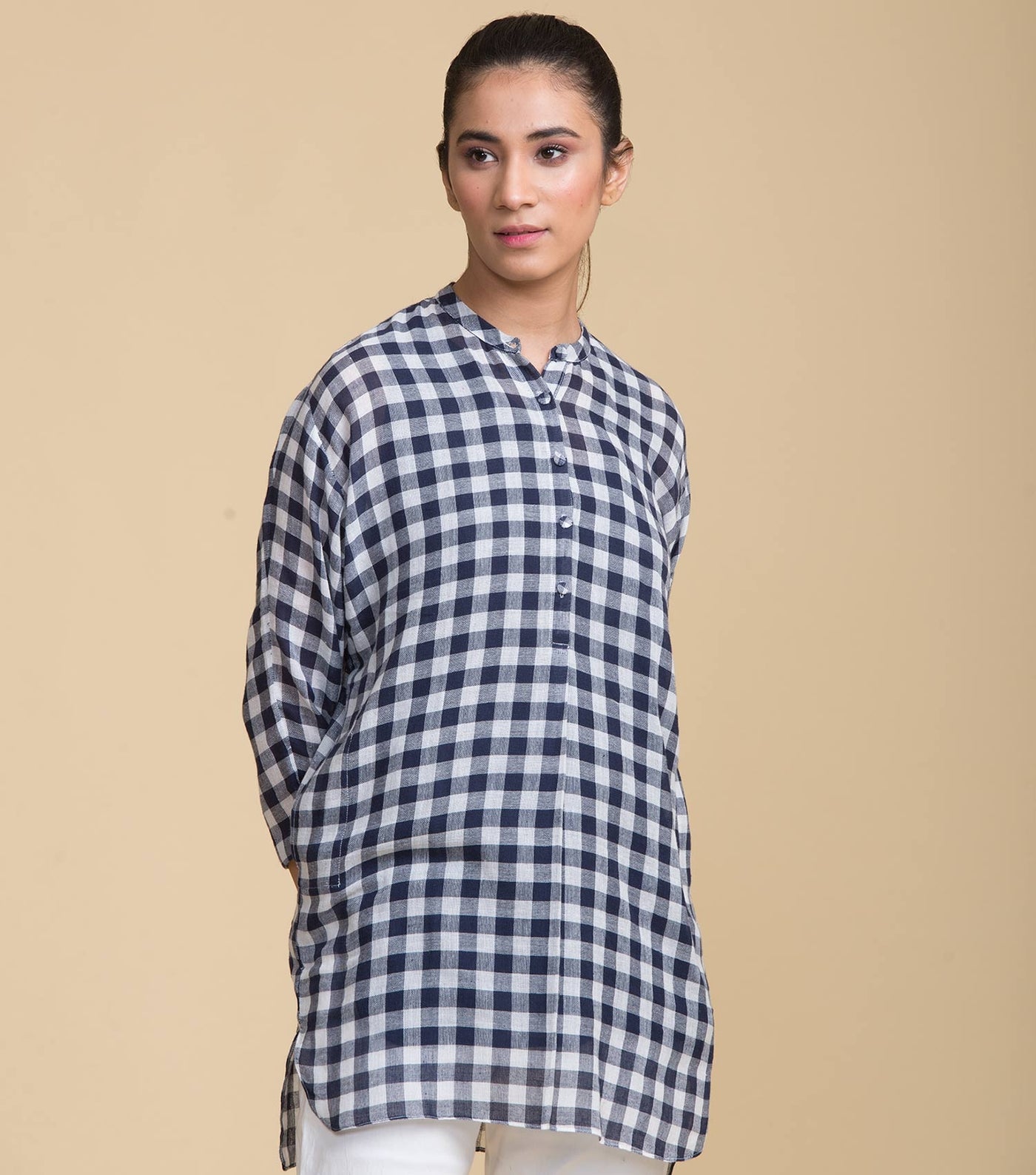 Blue woven cotton shirt