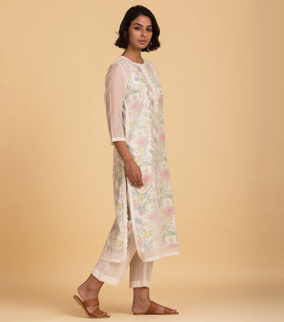 Natural floral chanderi kurta