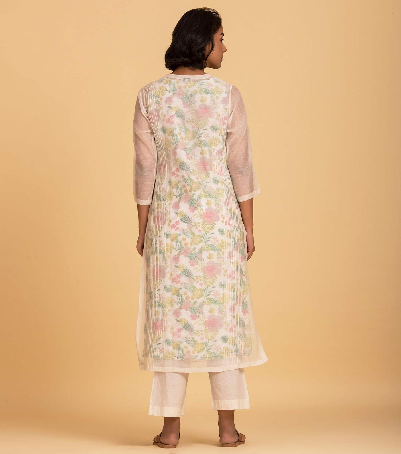 Natural floral chanderi kurta