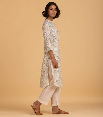 Natural floral cotton kurta