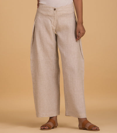 Beige linen cuban pants
