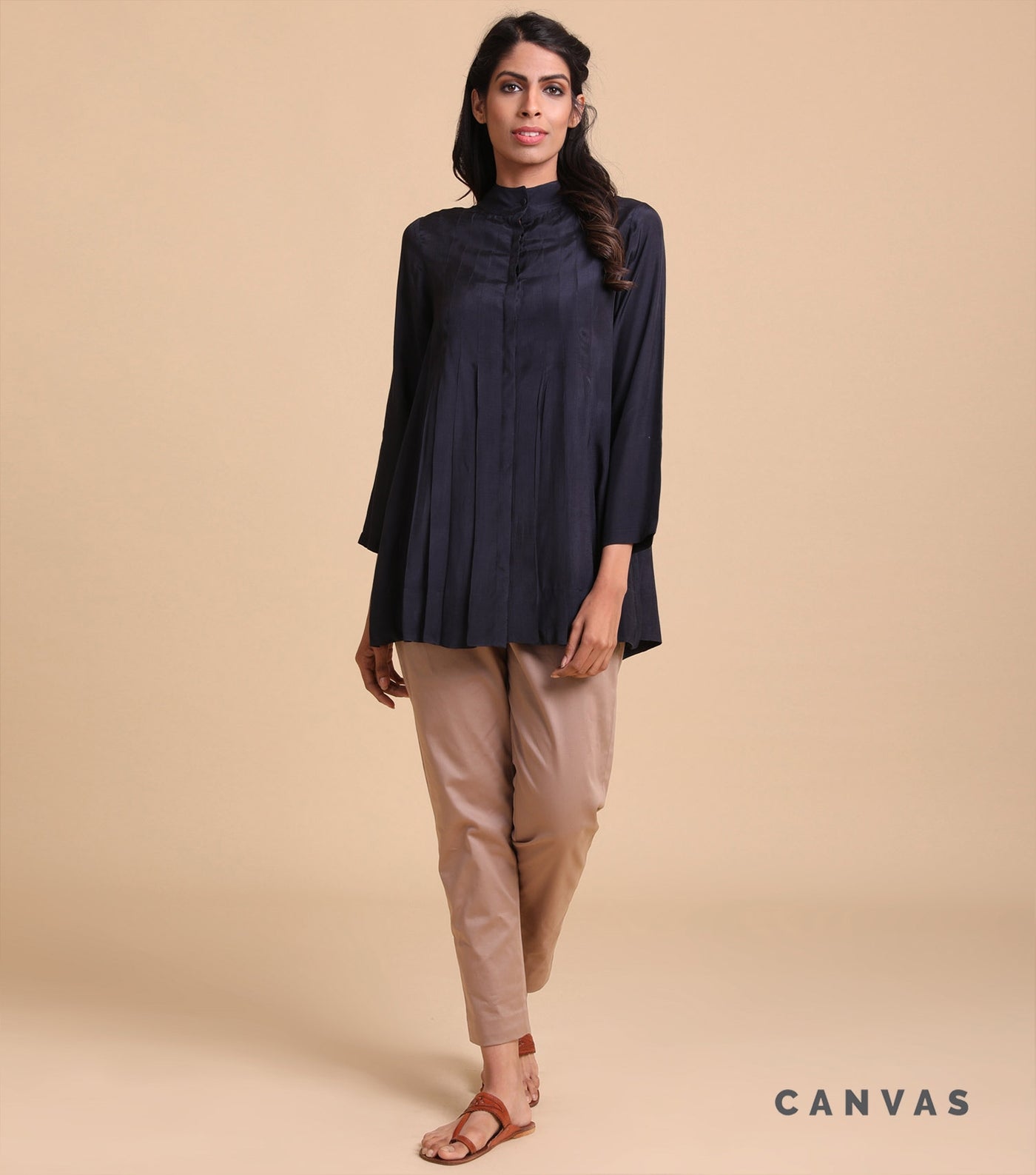 Navy Cotton Silk Shirt