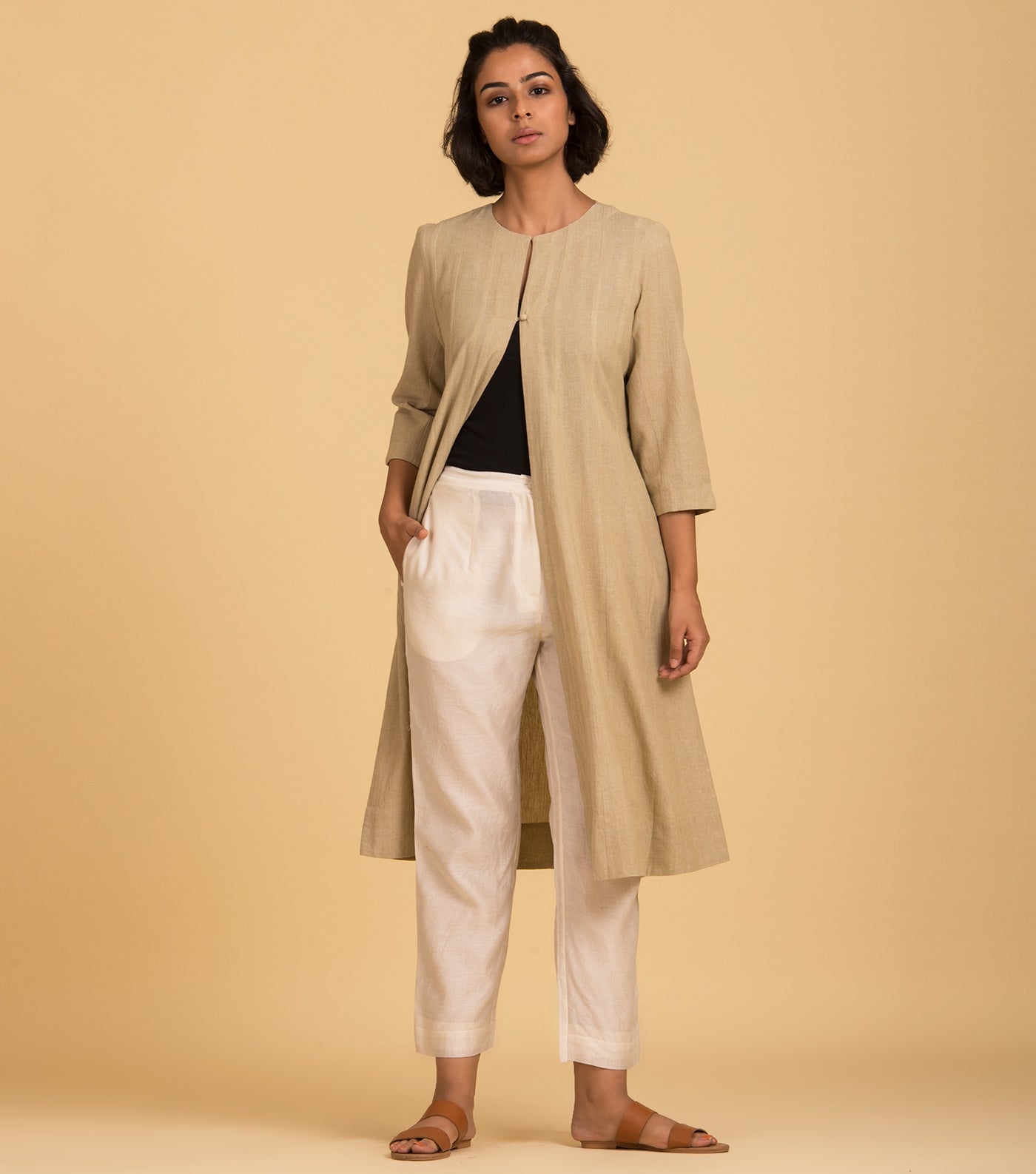Beige solid chambray Cape