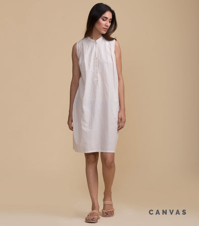 Beige printed cotton dress