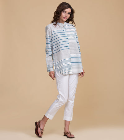 Natural multicoloured stripped top