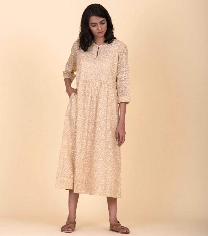 Beige floral cotton Dress