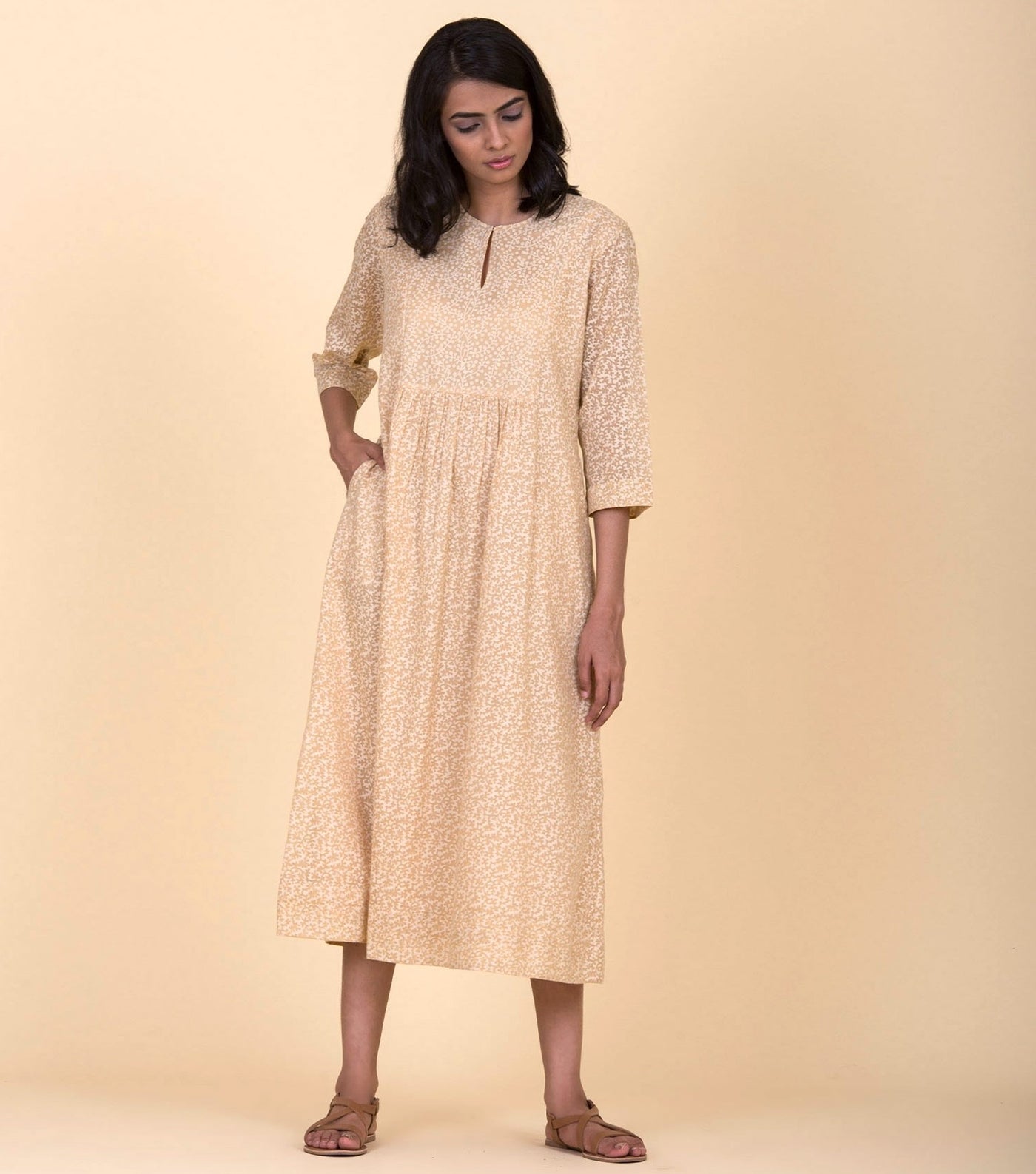 Beige floral cotton Dress