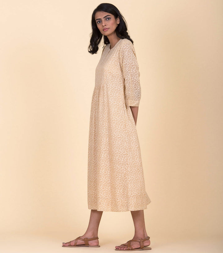 Beige floral cotton Dress