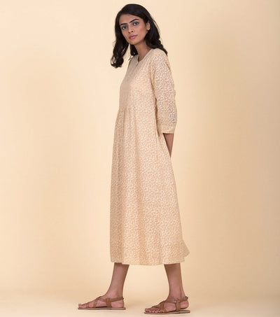 Beige floral cotton Dress