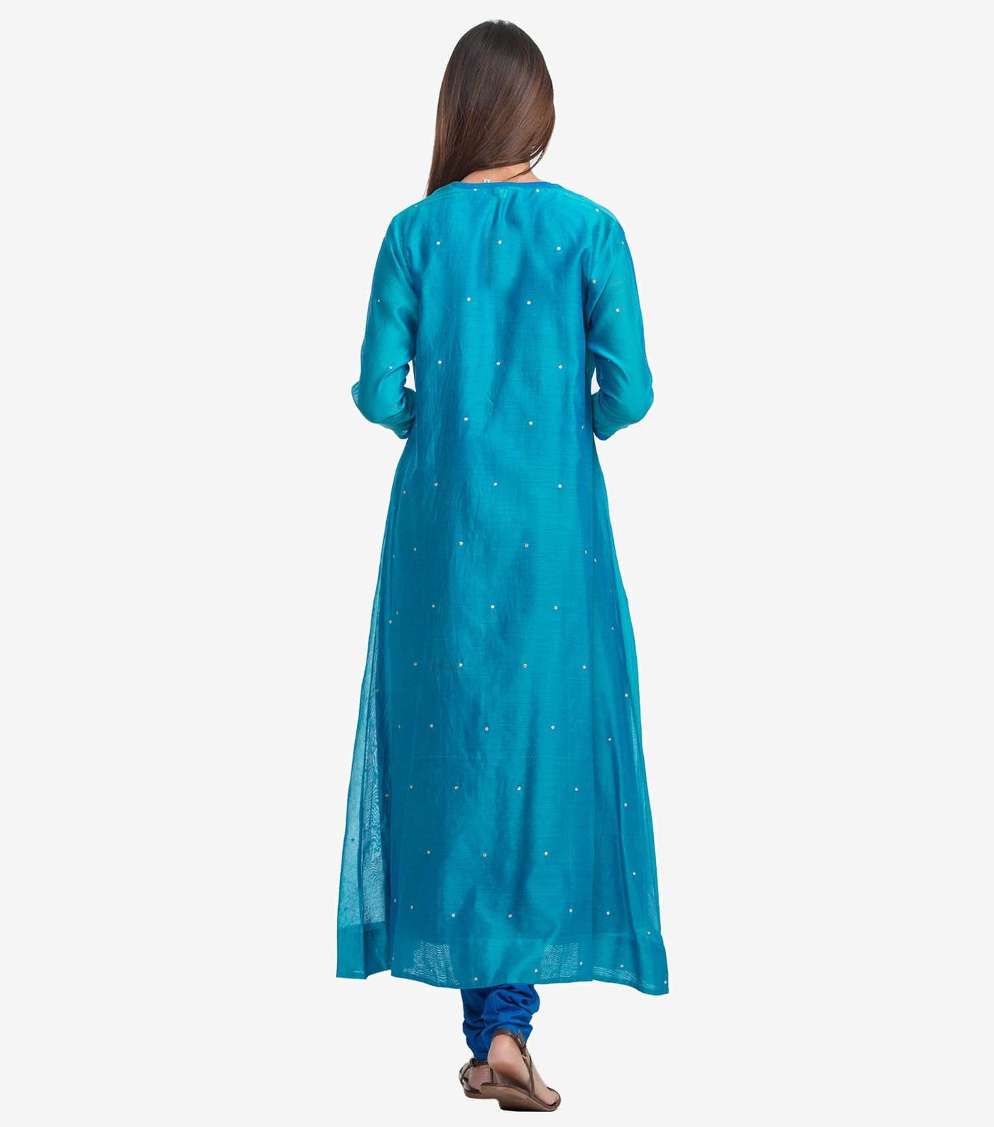 Blue cotton silk cape set