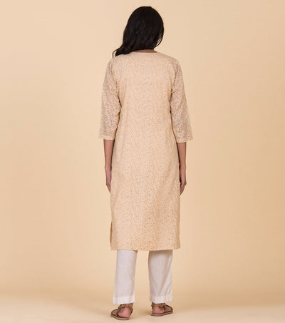 Beige floral printed kurta