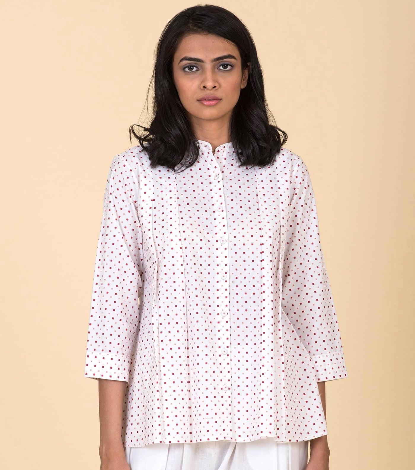 White printed cotton shirt