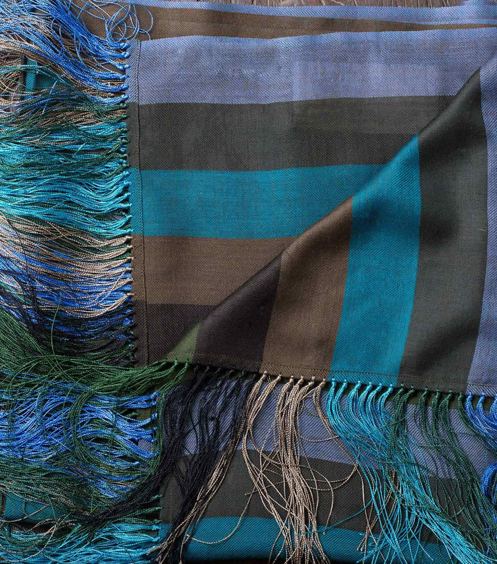 Multi-Coloured Striped Woven Woollen Stole