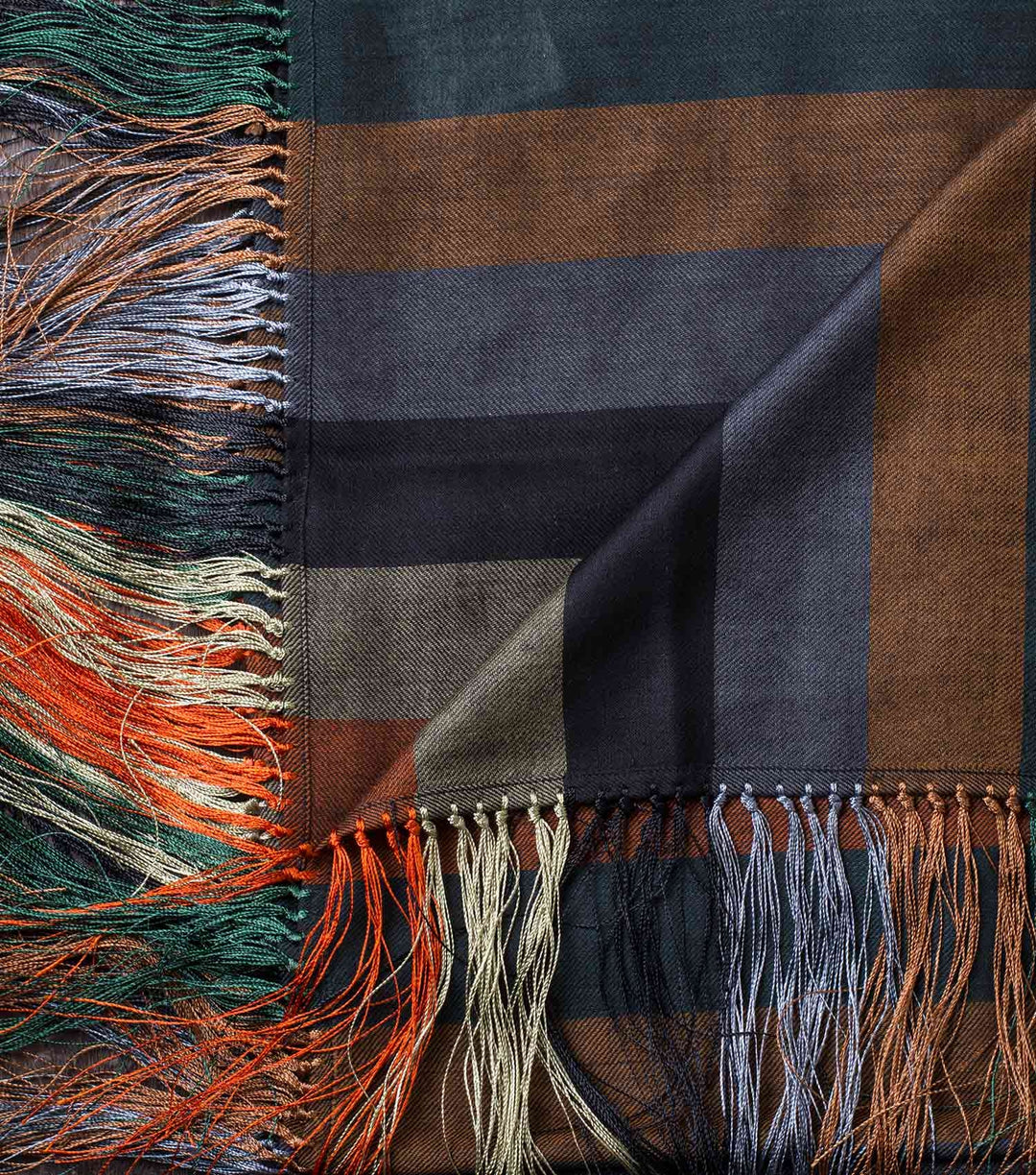 Multi-Coloured Striped Woven Woollen Stole