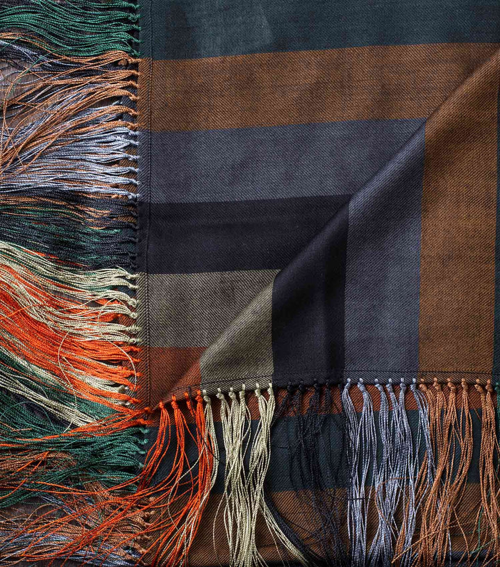 Multi-Coloured Striped Woven Woollen Stole