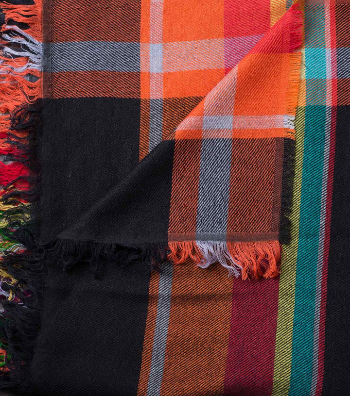 Multi-Coloured Chequered Woven Woollen Stole