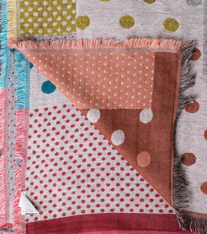 Multi-Coloured Woven Polka Woollen Stole