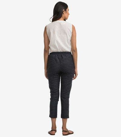 Navy stripped cotton narrow pant