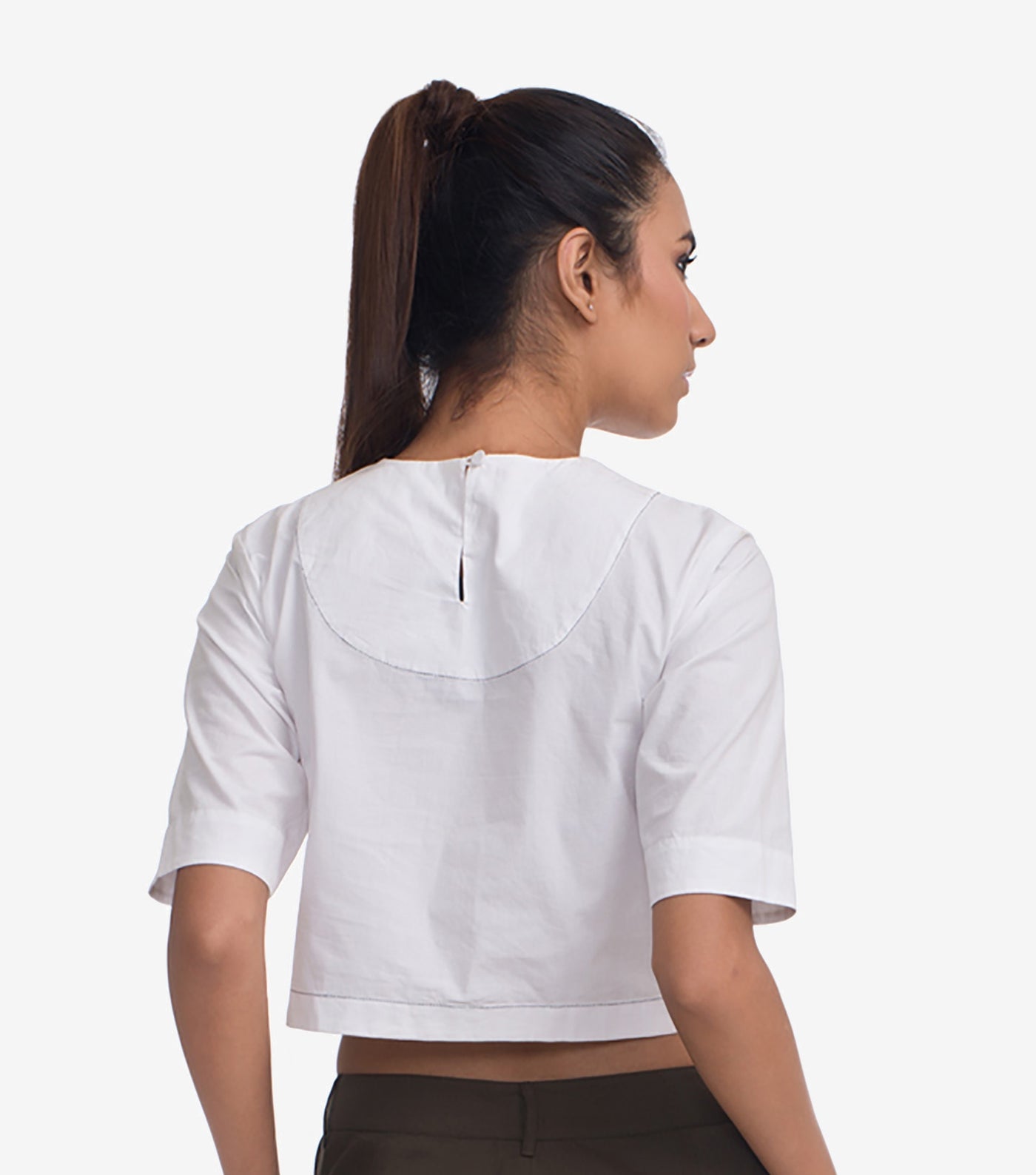 White Cotton Poplin Crop Top