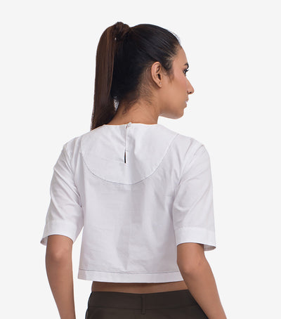 White Cotton Poplin Crop Top