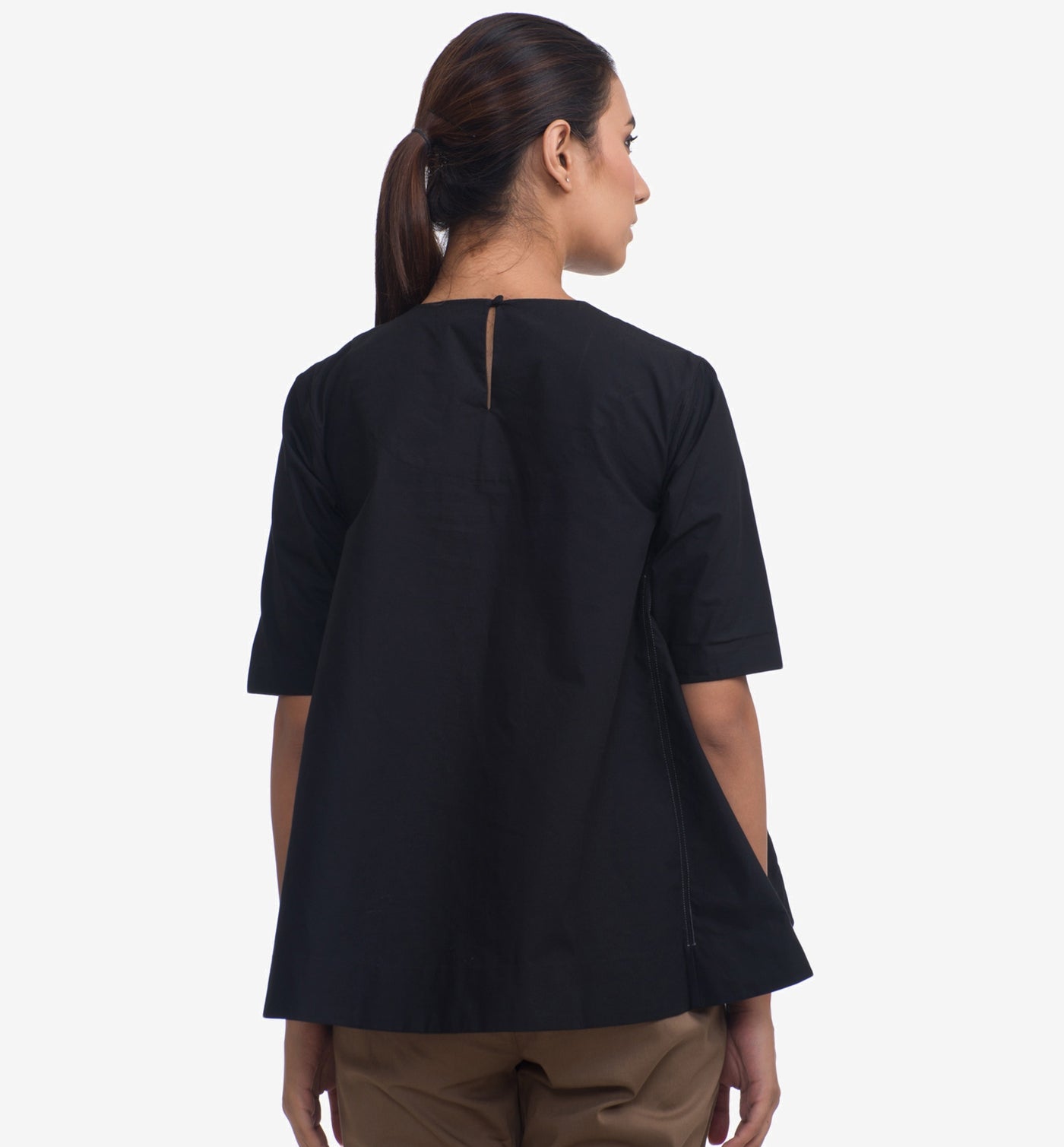 Black Flared Cotton Top