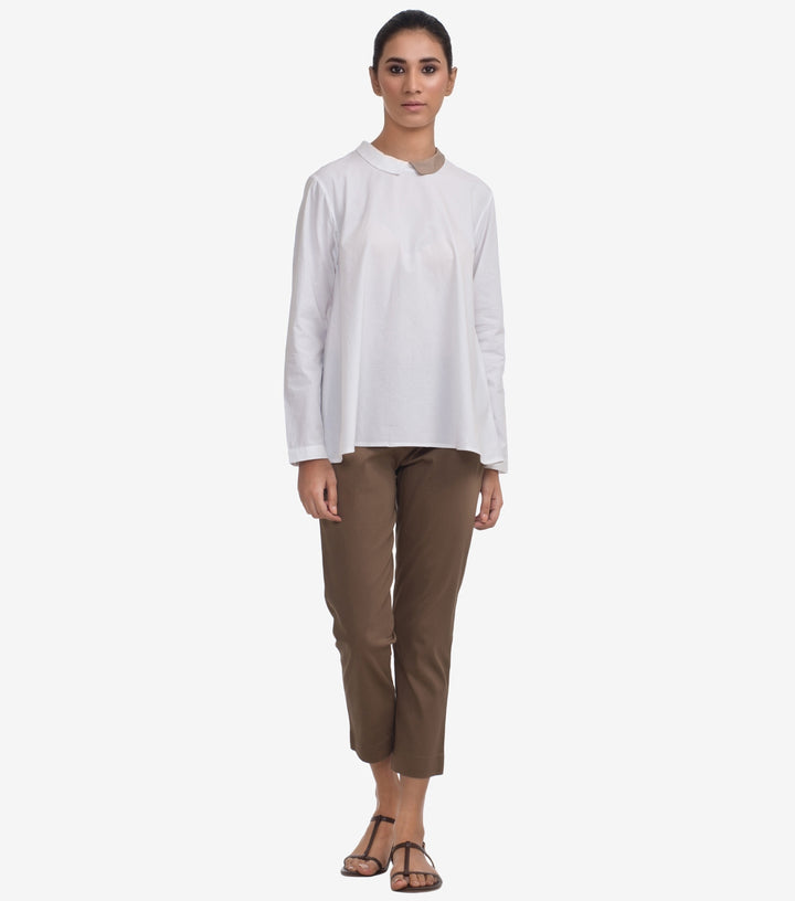 White Cotton Poplin Top