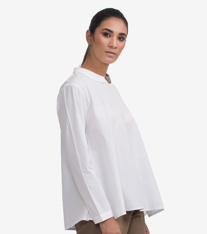 White Cotton Poplin Top