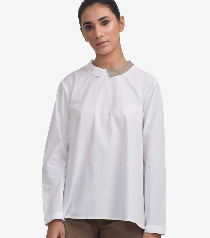 White Cotton Poplin Top