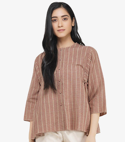 Beige khadi shirt top