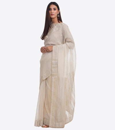 White Embroidered Chanderi Sari