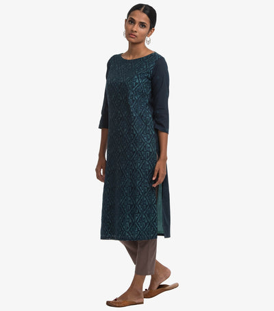 Blue embroidered cambric kurta