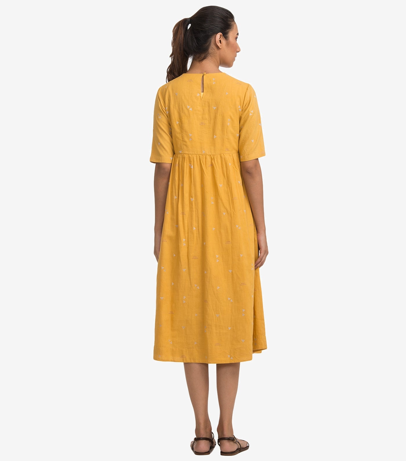 Yellow cotton embroidered dress