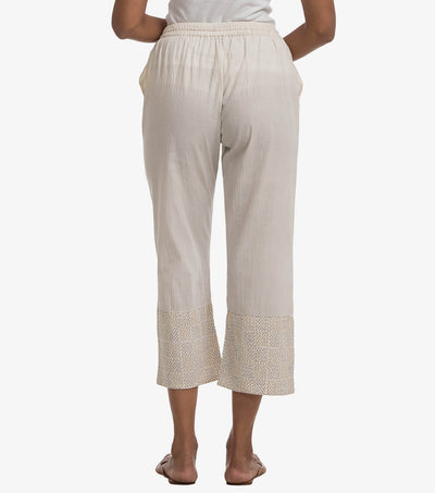 Off-white cambric embroidered pant