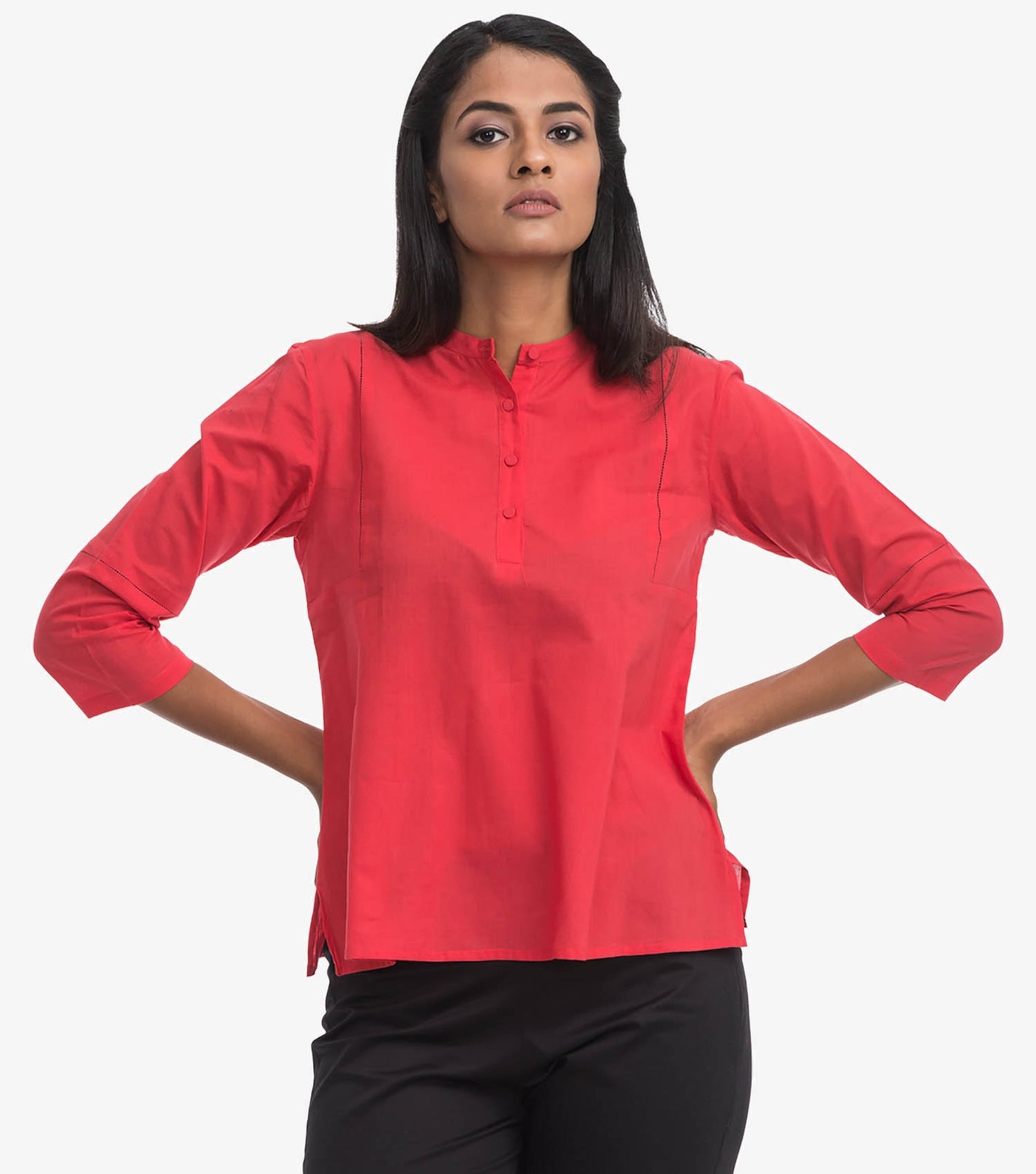 Coral cotton solid top