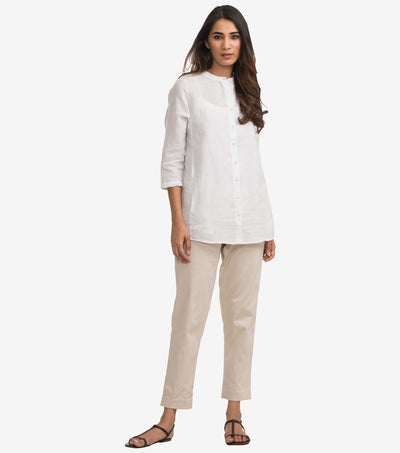 White Linen Solid Shirt