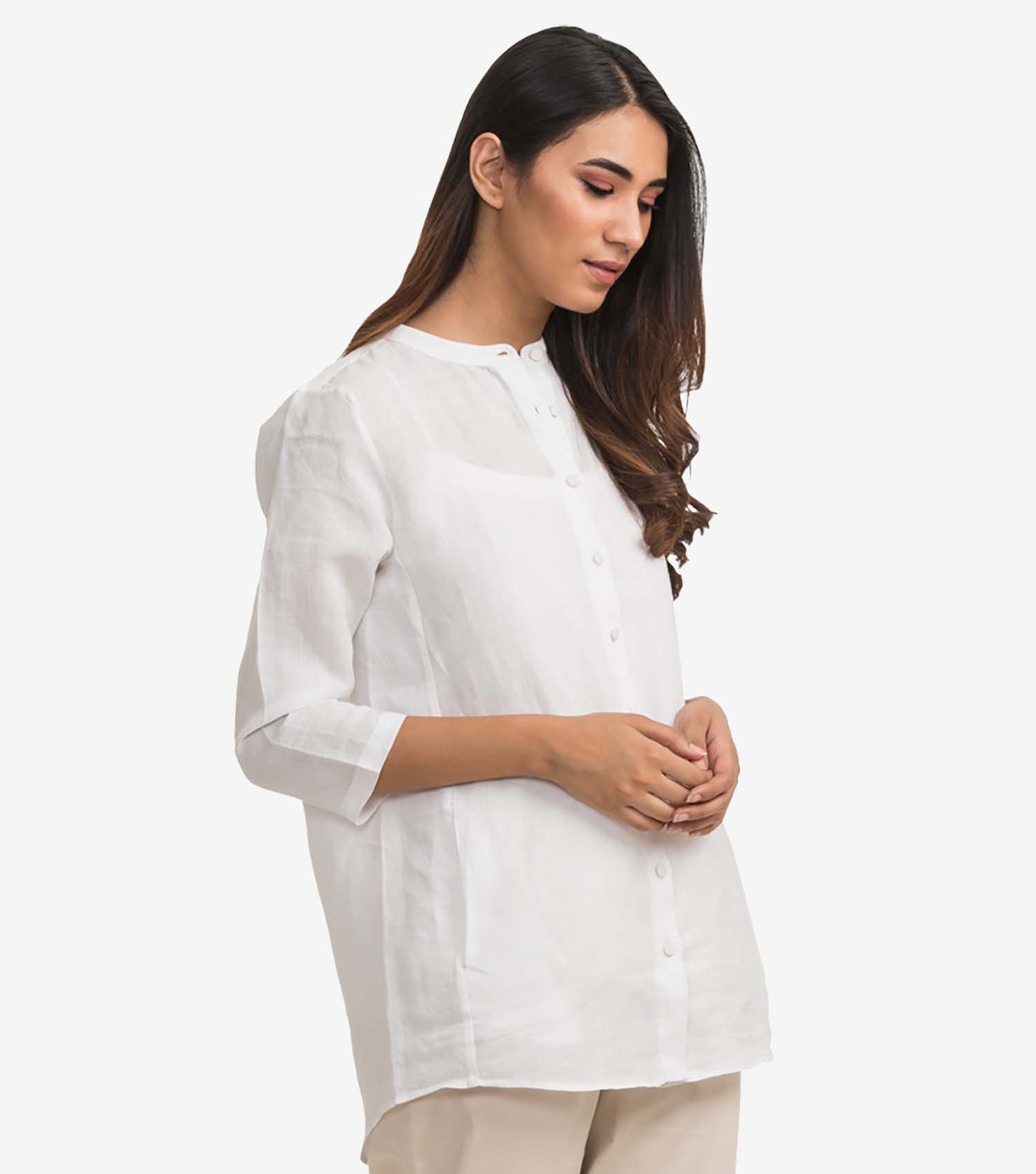 White Linen Solid Shirt