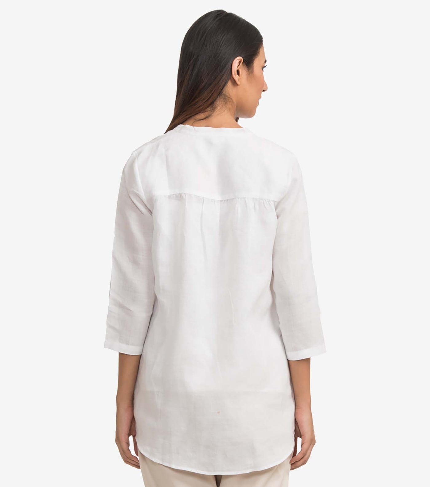 White Linen Solid Shirt