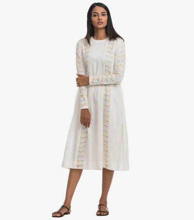 Natural cotton embroidered dress