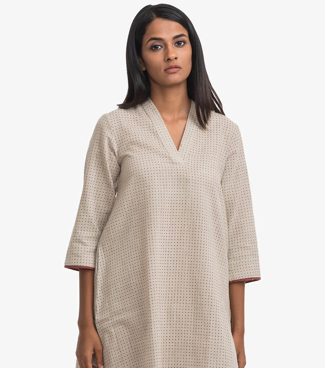 Beige khadi printed kurta