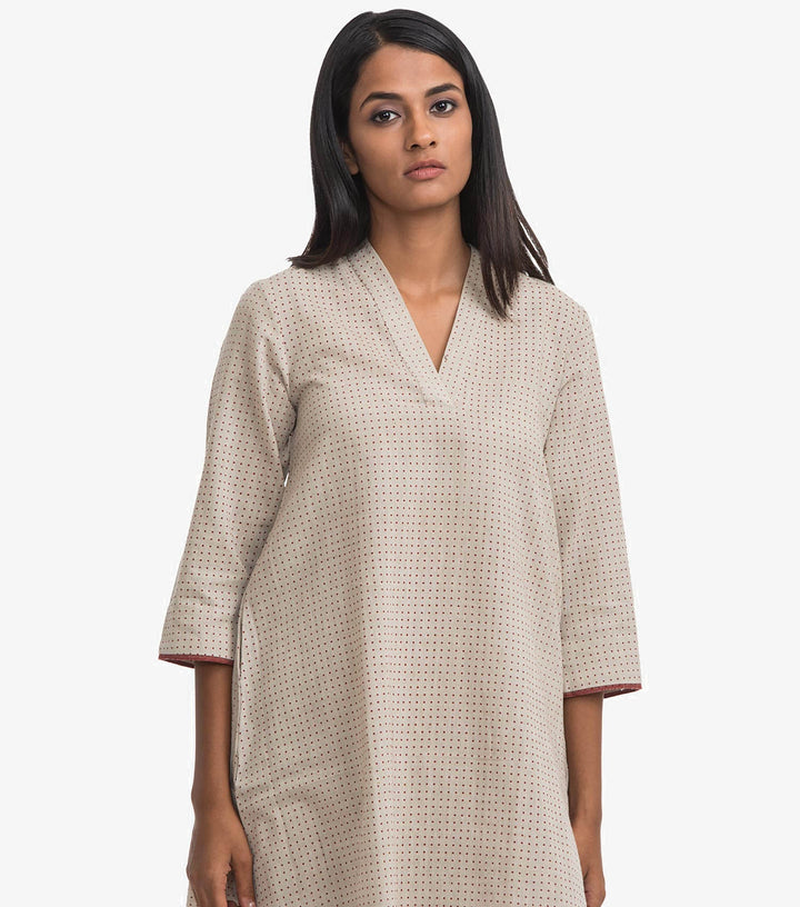 Beige khadi printed kurta