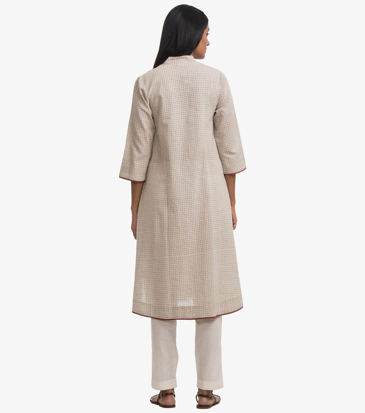 Beige khadi printed kurta
