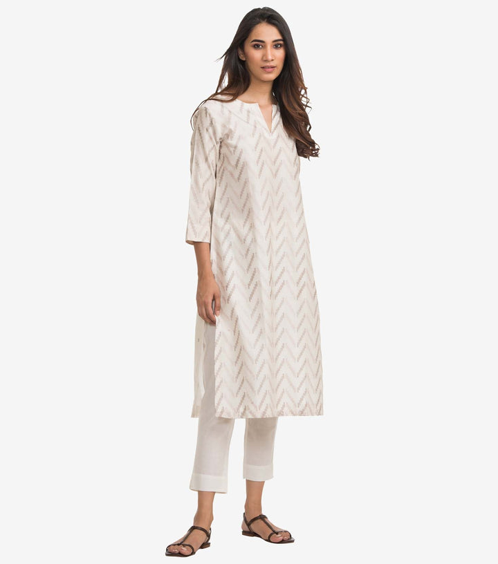 Ivory Cotton Silk Kurta & Cotton Pants Set