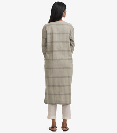 Grey khadi cotton striped kurta