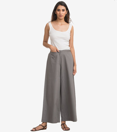 Grey cotton poplin pant