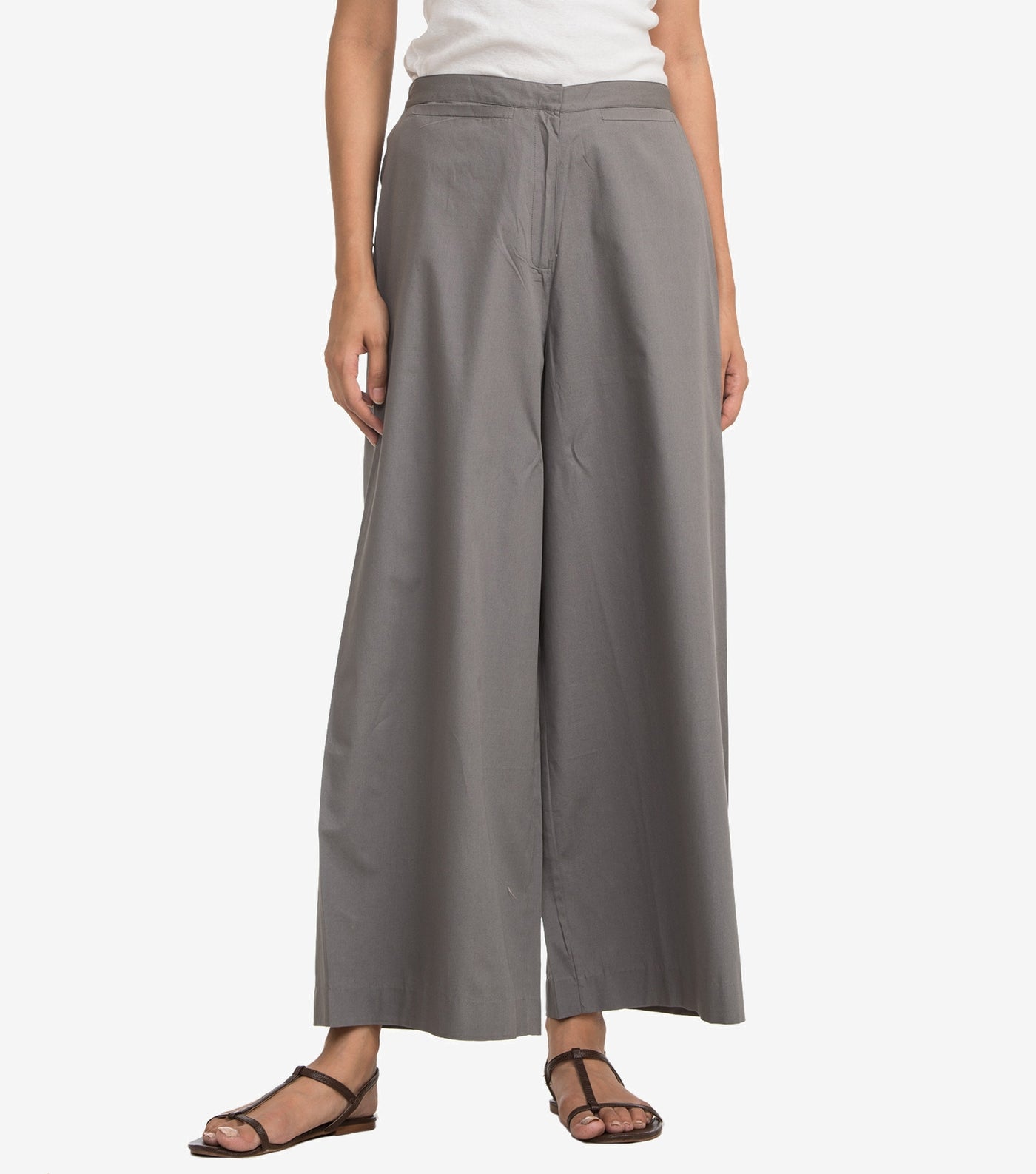 Grey cotton poplin pant