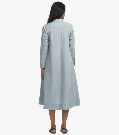 Blue cotton poplin flared dress