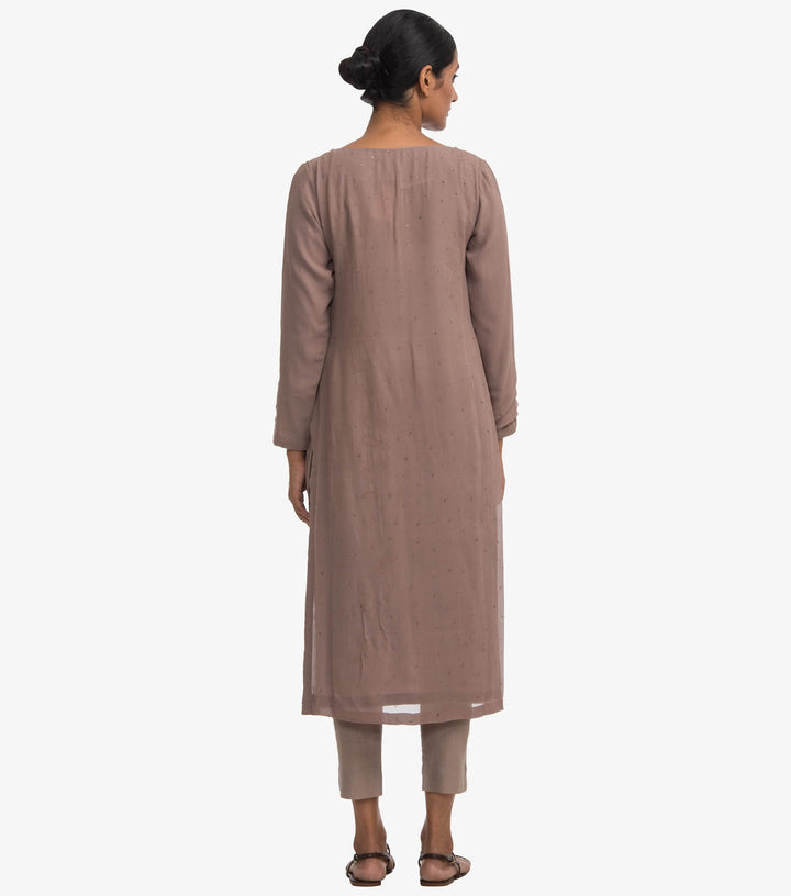 Beige Georgette embellished kurta set