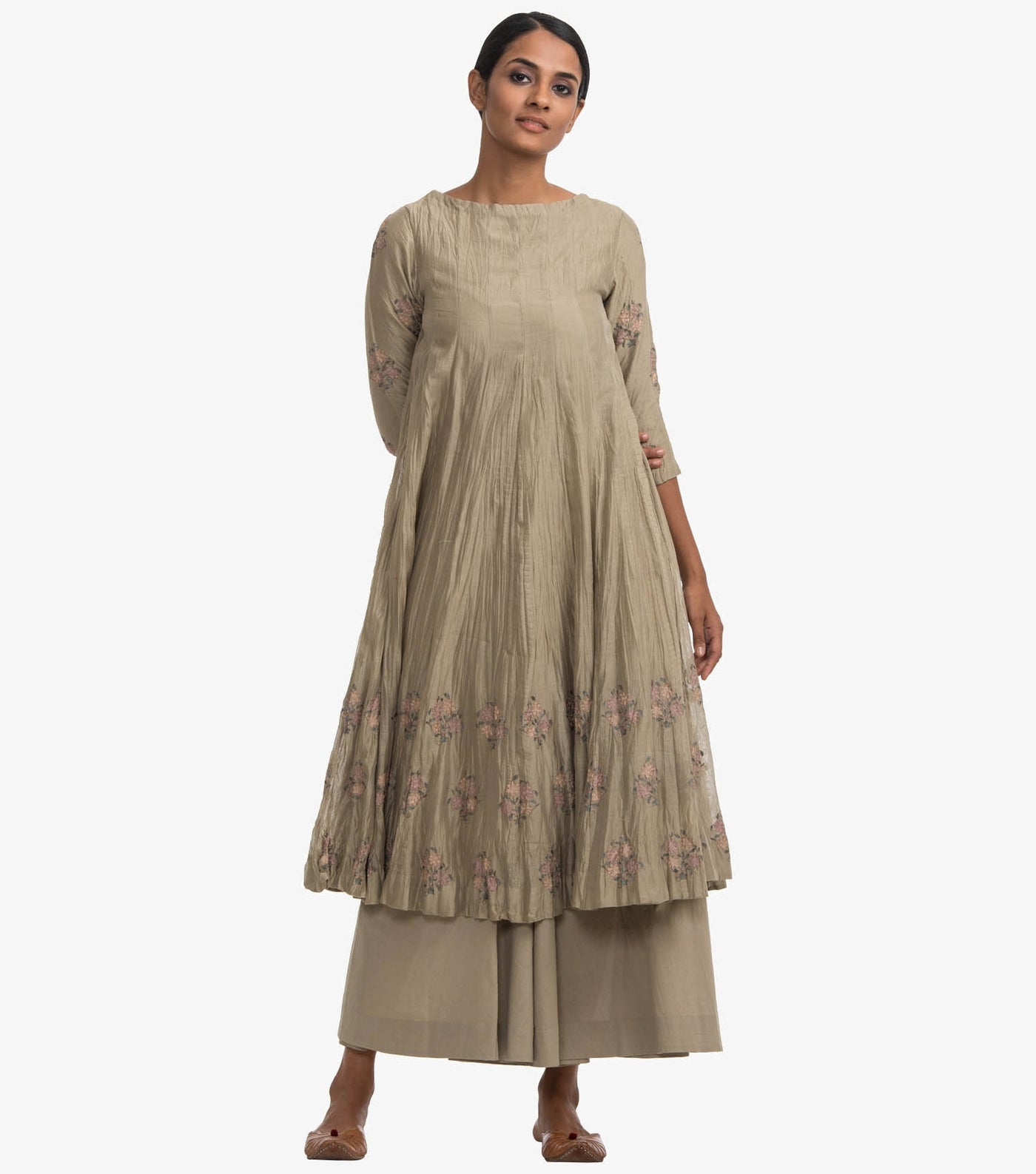 Green chanderi kurta set